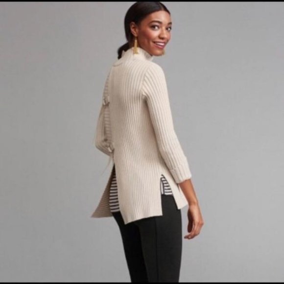 Cabi 3363 D ring pullover cream knit sweater size L NWT - Picture 8 of 10